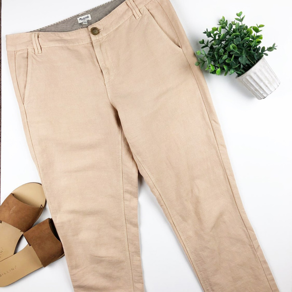 Madewell Pants - Madewell Rivington Trousers Linen Pink Salmon W 30